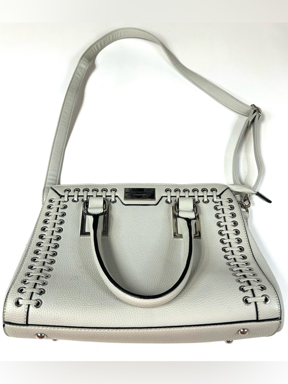 Marc New York Andrew Marc Handbag Purse Gray Crossbody Faux Leather #4142